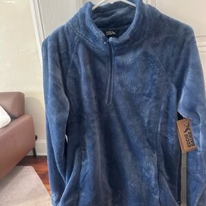 NWT Eddie Bauer Plush Zip-Up Sweater in Blue